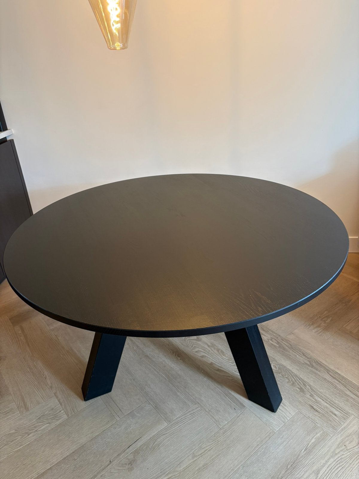 Tafel zwart rond, Huis en Inrichting, Ophalen, Rond, Zo goed als nieuw, 100 tot 150 cm