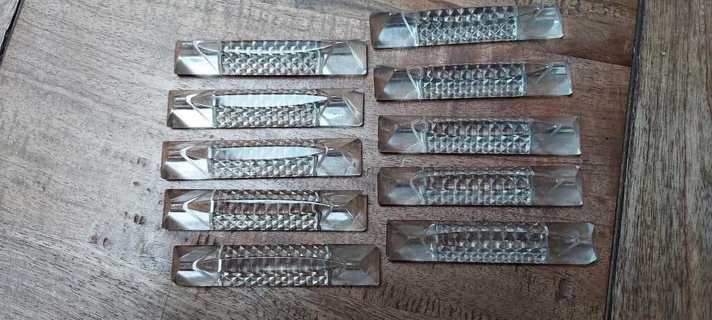 Set van 10 antieke glazen messenleggers, Ophalen of Verzenden