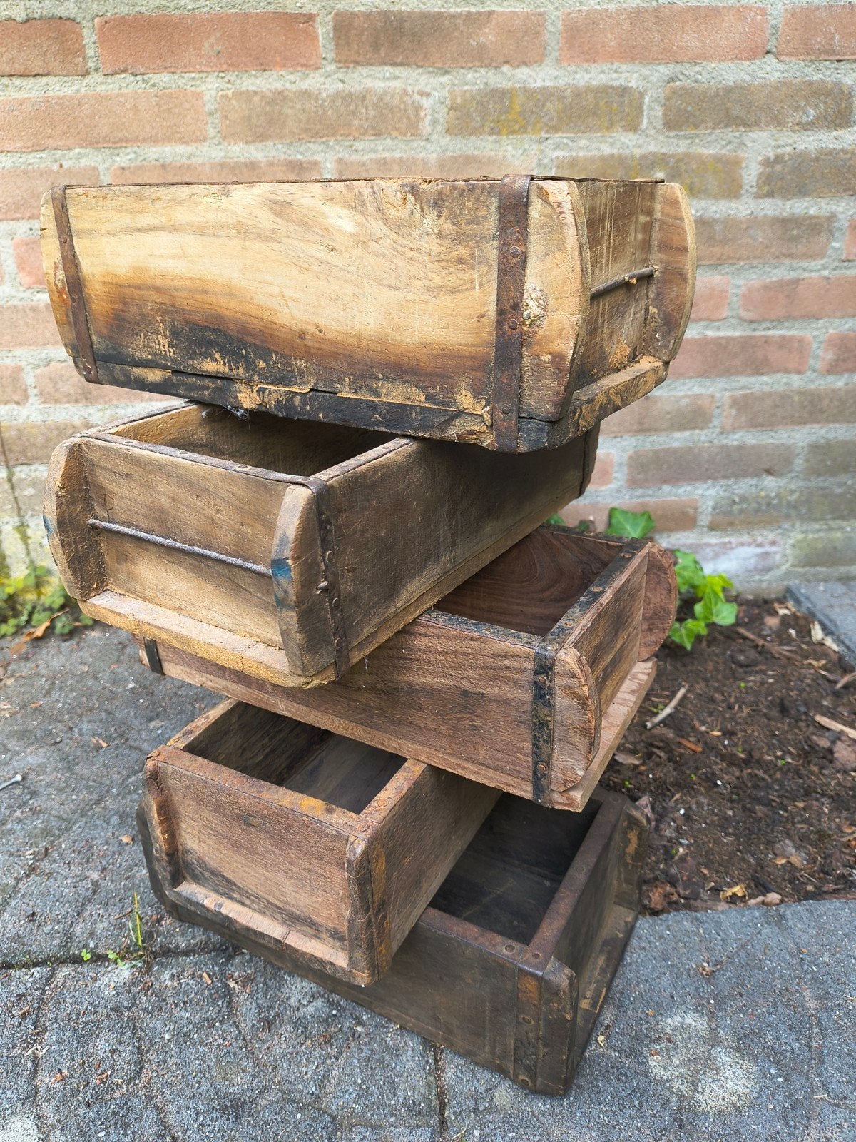 Set van 5 Antieke Houten Bakstenen Mallen, Antiek en Kunst, Ophalen of Verzenden
