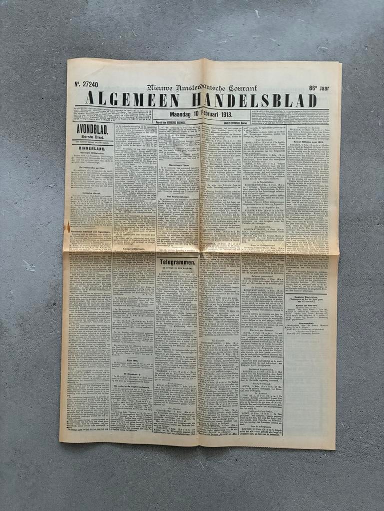 Algemeen Handelsblad 10 februari 1913, Ophalen of Verzenden, Zo goed als nieuw, Krant