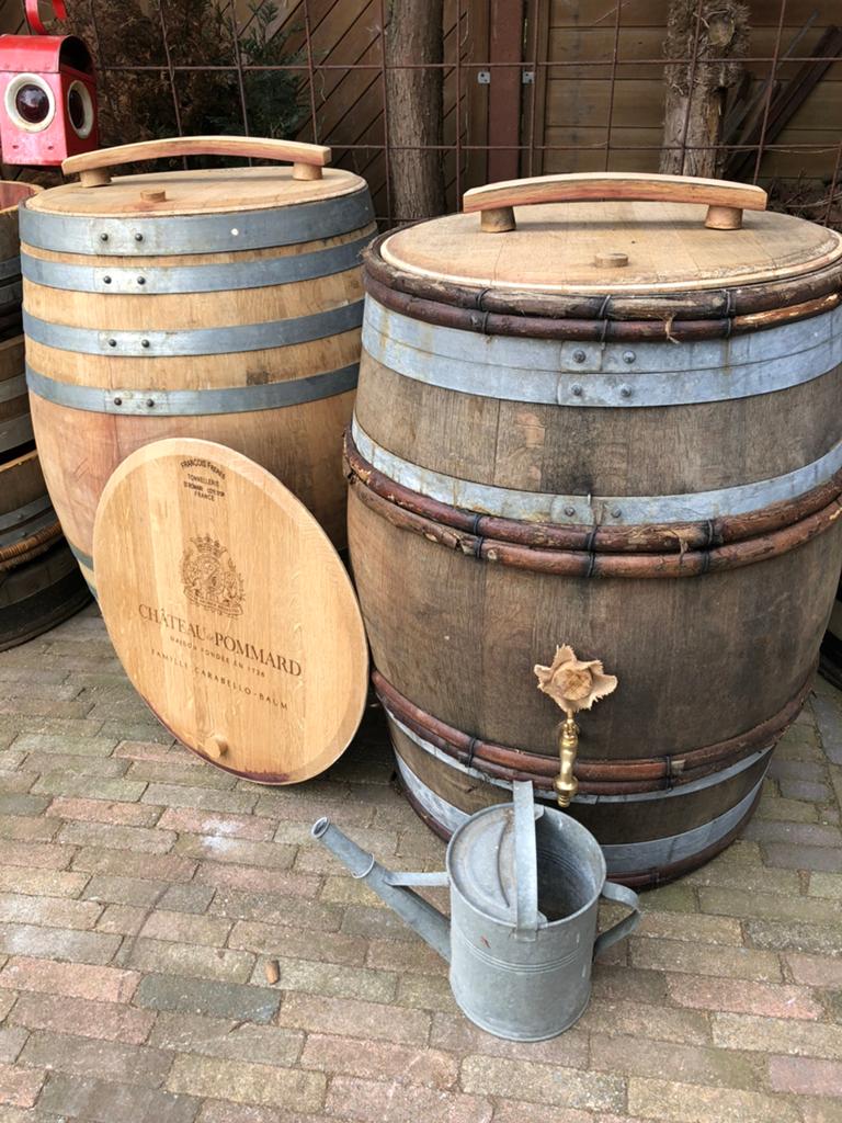 Eiken regentonnen gemaakt van wijnvaten, 150 liter of meer, Ophalen of Verzenden, Nieuw, Hout