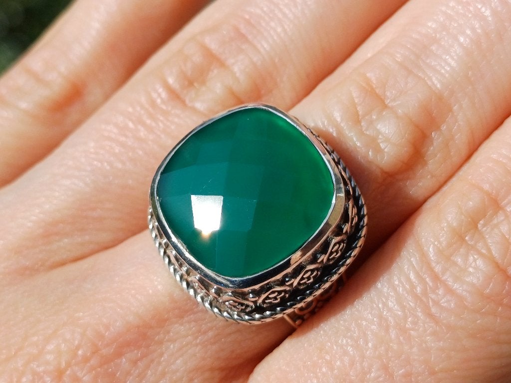Vanoli 925 zilveren ring met groene agaat maat 17,75, Daiva1973@hotmail.com, Vanoli, Amsterdam, Nieuw