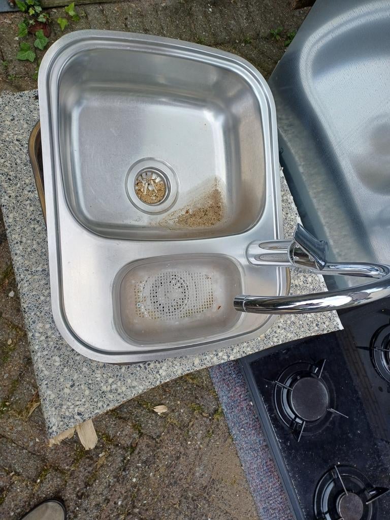 RVS spoelbak met kraan en afvoer, Ophalen, Gebruikt, 50 tot 100 cm, Minder dan 100 cm