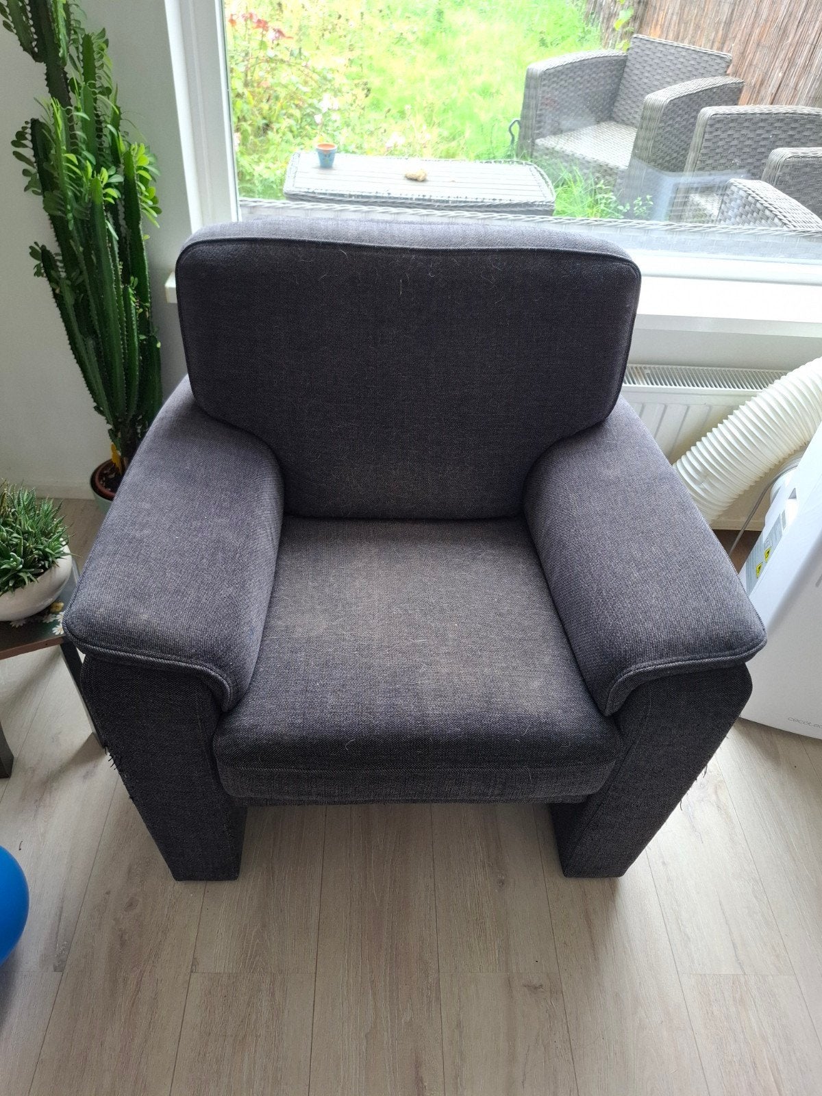 Donkergrijze fauteuil - huisdier, Gebruikt, 75 tot 100 cm, Ophalen of Verzenden, 75 tot 100 cm