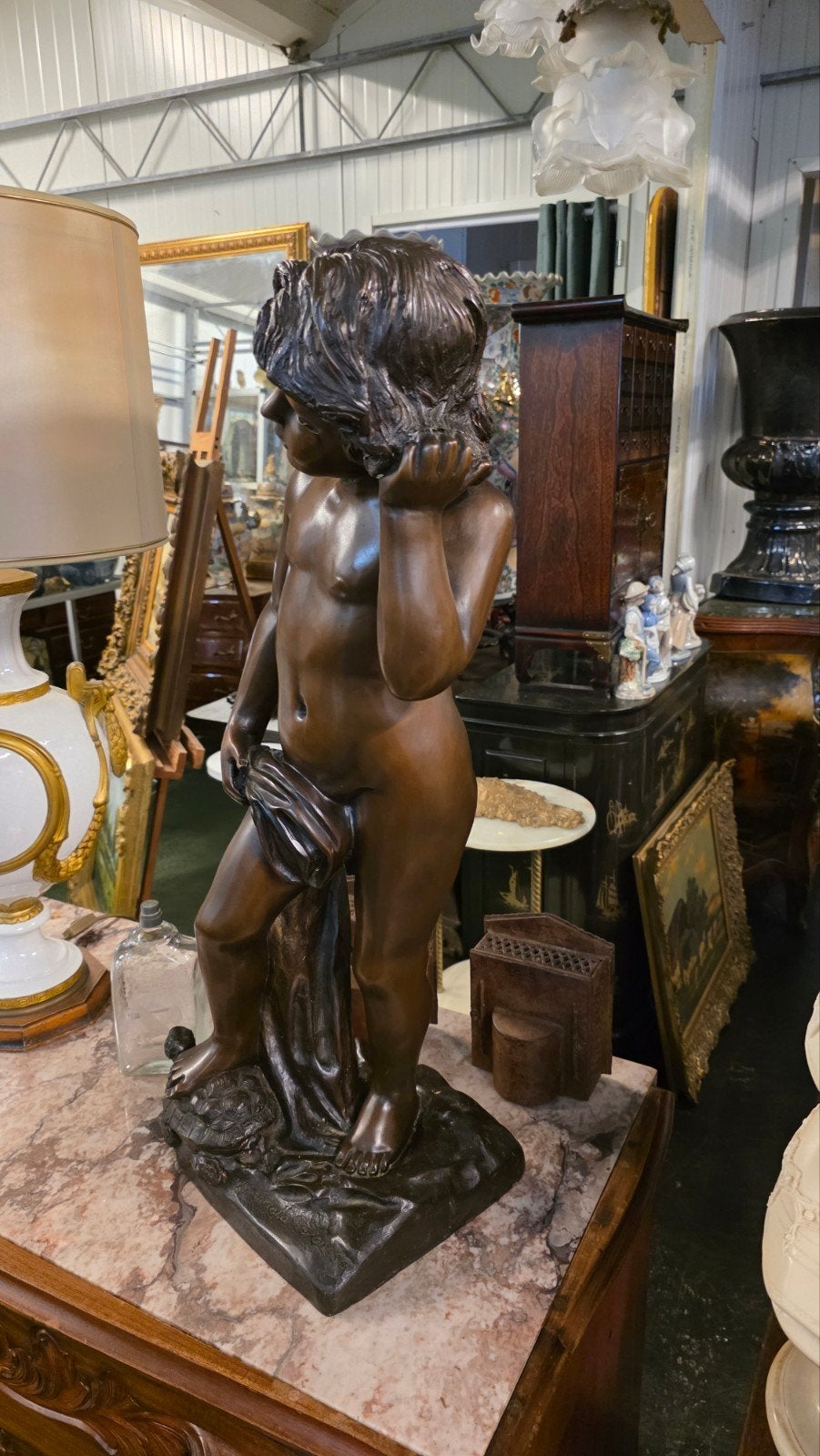 Groot bronzen beeld gesigneerd., Ophalen