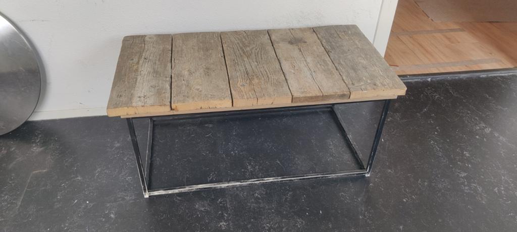 Salontafel steigerhout op stalen frame t.e.a.b., Huis en Inrichting, Tafels | Salontafels, 50 tot 100 cm, Minder dan 50 cm, Rechthoekig