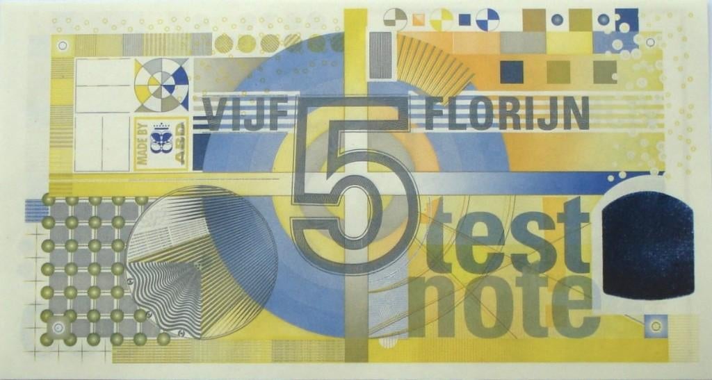 Nederland 5 florijn z.j. (1998, UNC, testbiljet J. Enschede), Postzegels en Munten, Bankbiljetten | Nederland, Ophalen of Verzenden