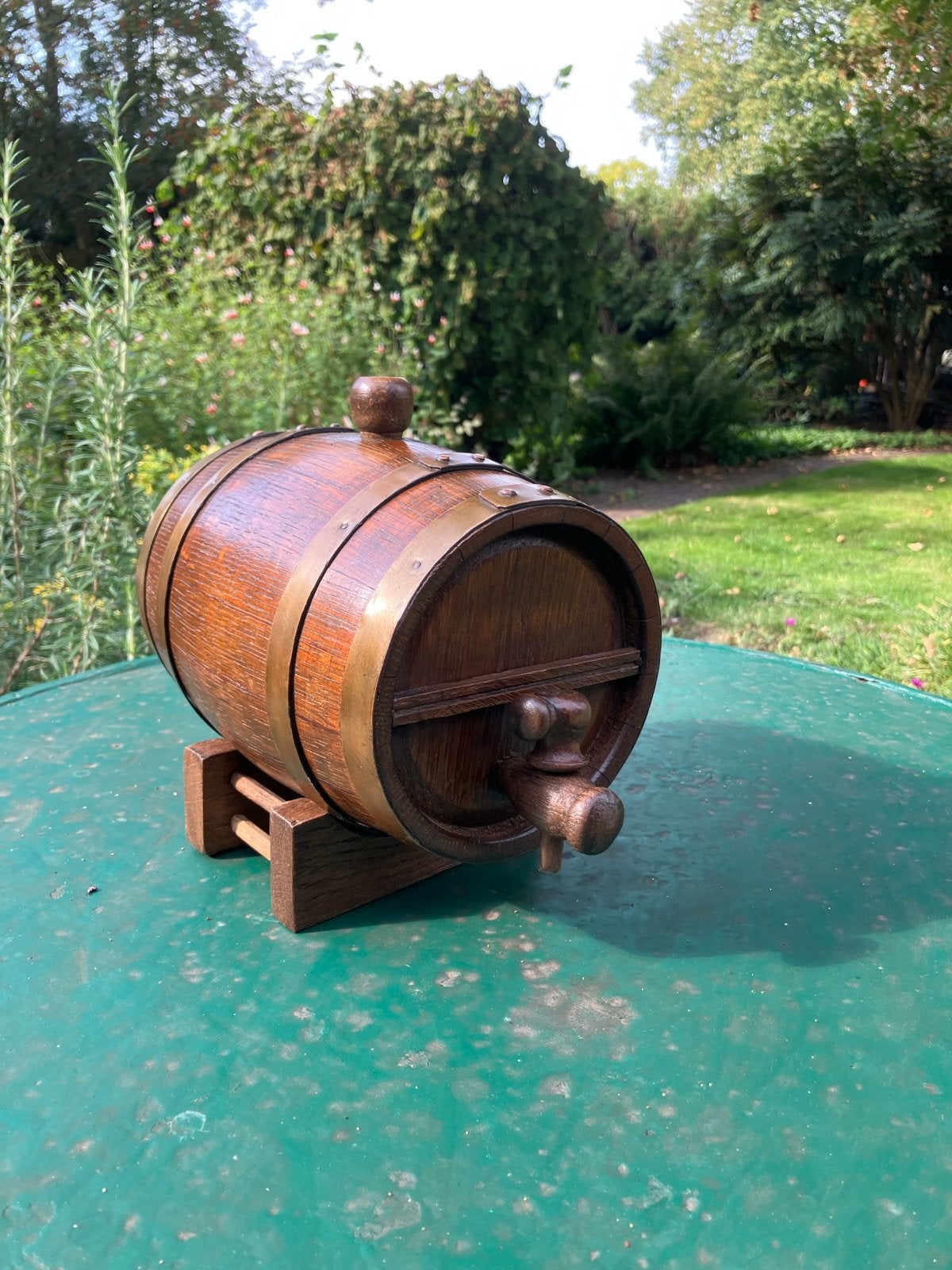 Decoratief houten vat met kraan en standaard, Ophalen of Verzenden