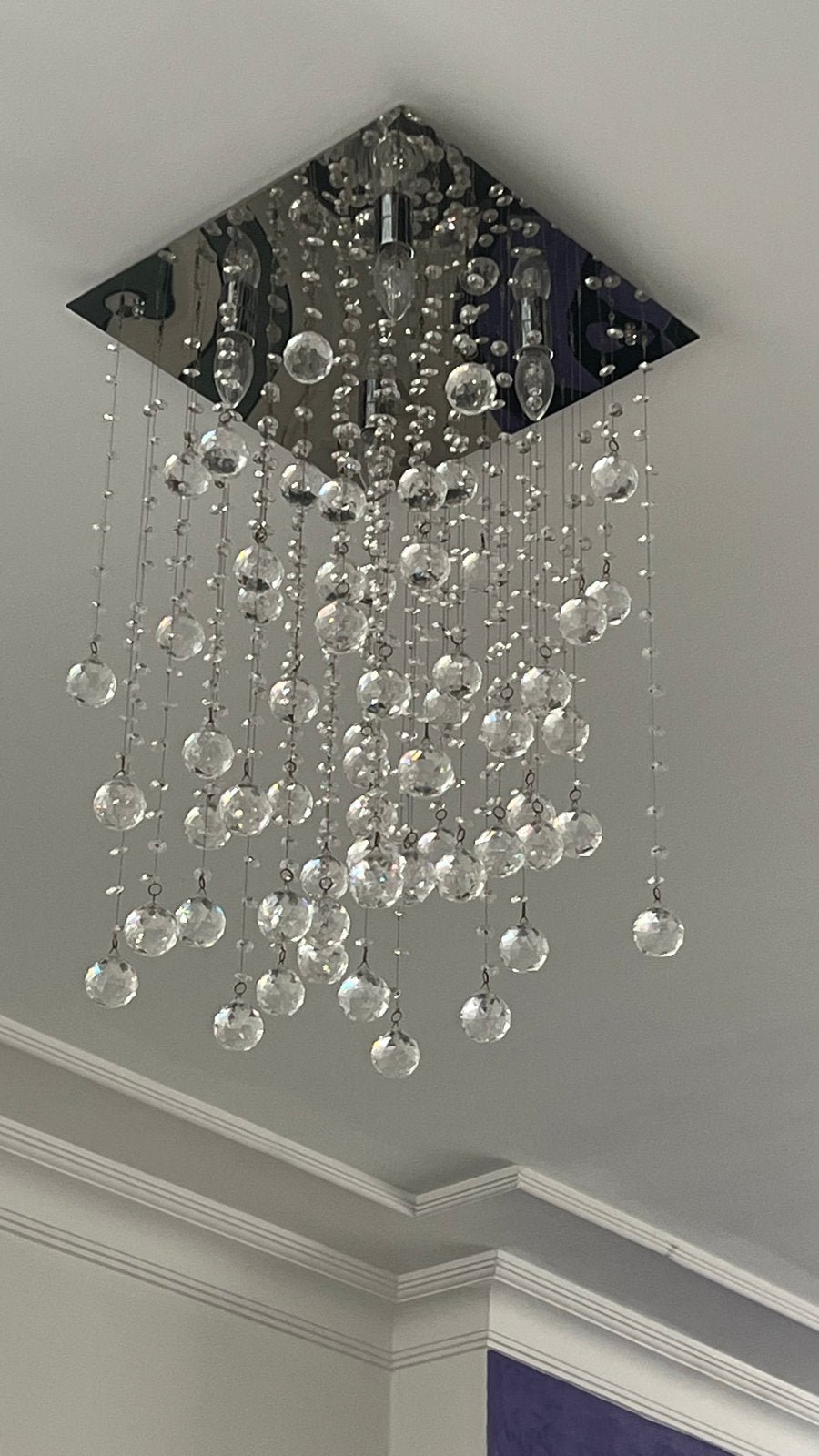 Luxe Kristallen Plafondlamp - Labgrown Kristallen, Ophalen, Zo goed als nieuw, Glas