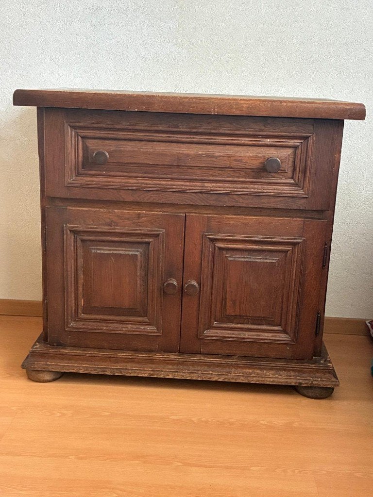 houten televisiekast, Ophalen, Gebruikt, Eikenhout, 50 tot 100 cm