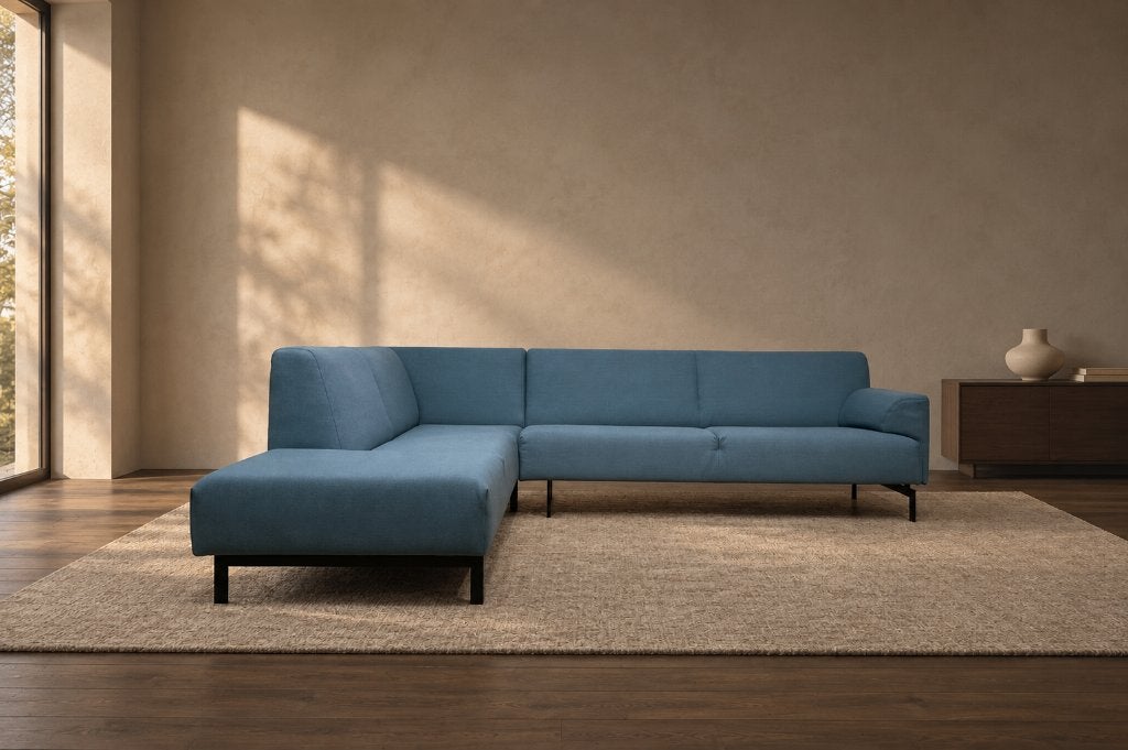 ZGAN Rolf Benz Linea Hoekbank Blauw + GARANTIE | NP €11.750, Hoekbank, 300 cm of meer, Rolf Benz, Vierpersoons of meer