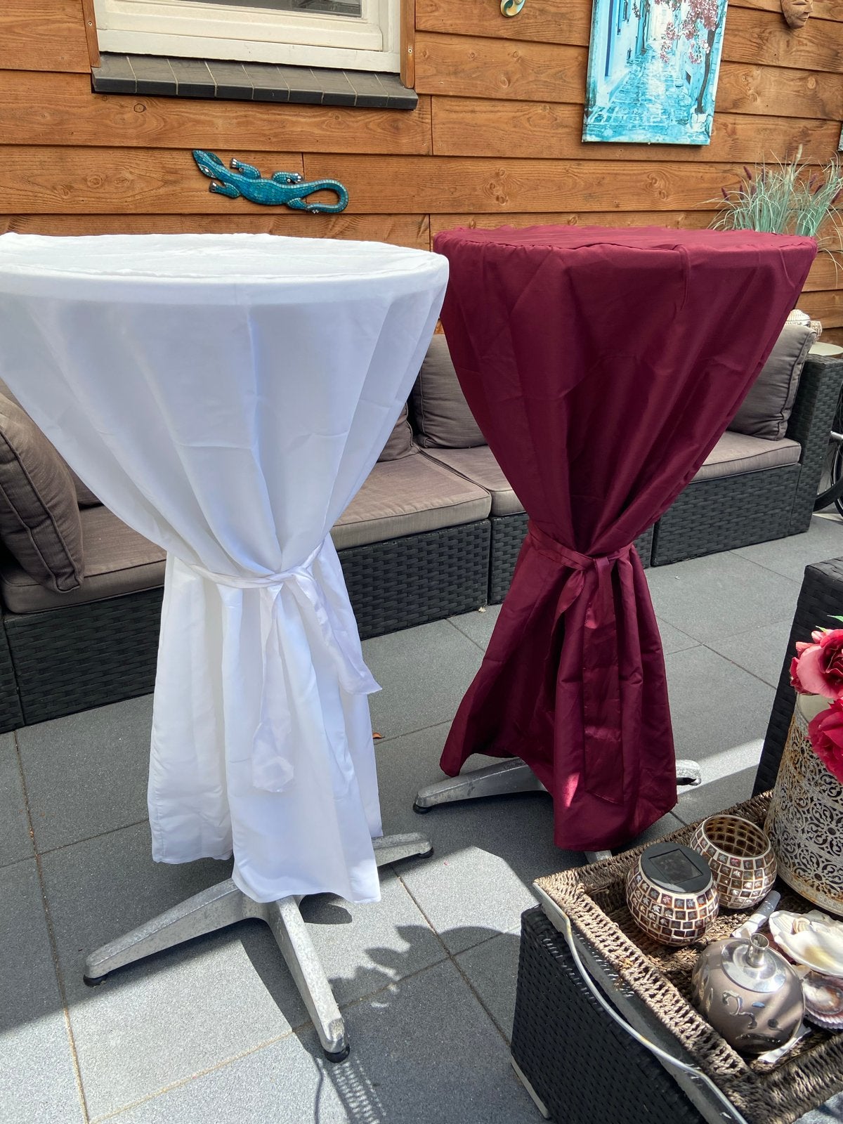 Statafel met hoes (rood en wit), Ophalen, Gebruikt
