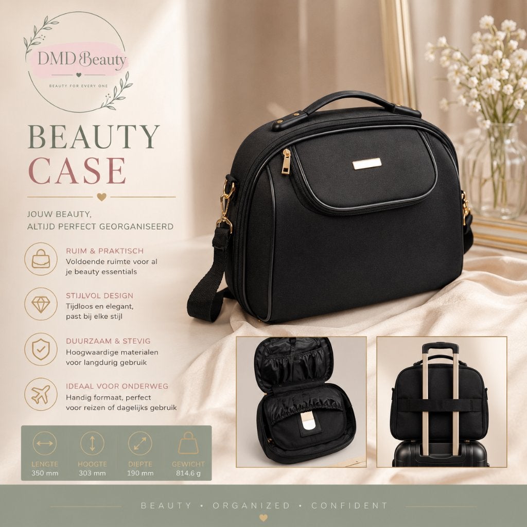 Beauty Case – Luxe Make-up & Toilettas, Ophalen of Verzenden, Zo goed als nieuw, Zwart