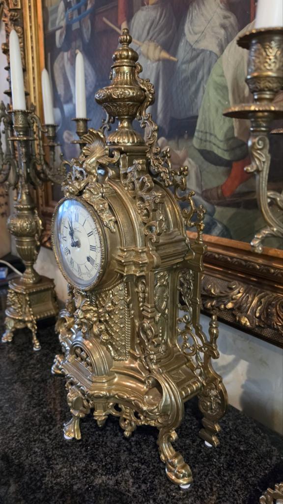 Antieke klokkenstoel met kandelaars 67cm hoog, Ophalen of Verzenden