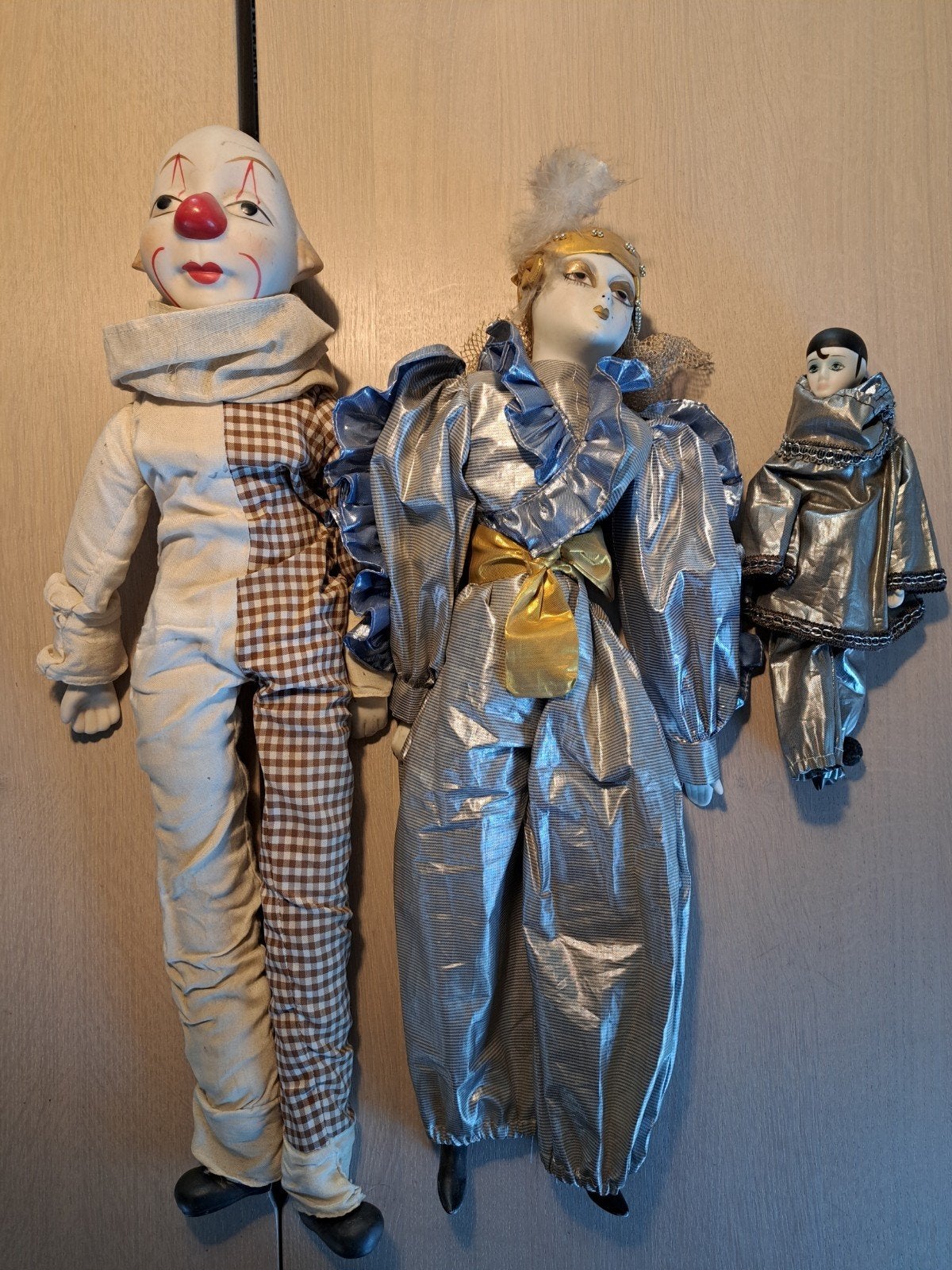 Set van 3 decoratieve poppen: clown en twee stenen poppen, Verzamelen, Ophalen of Verzenden