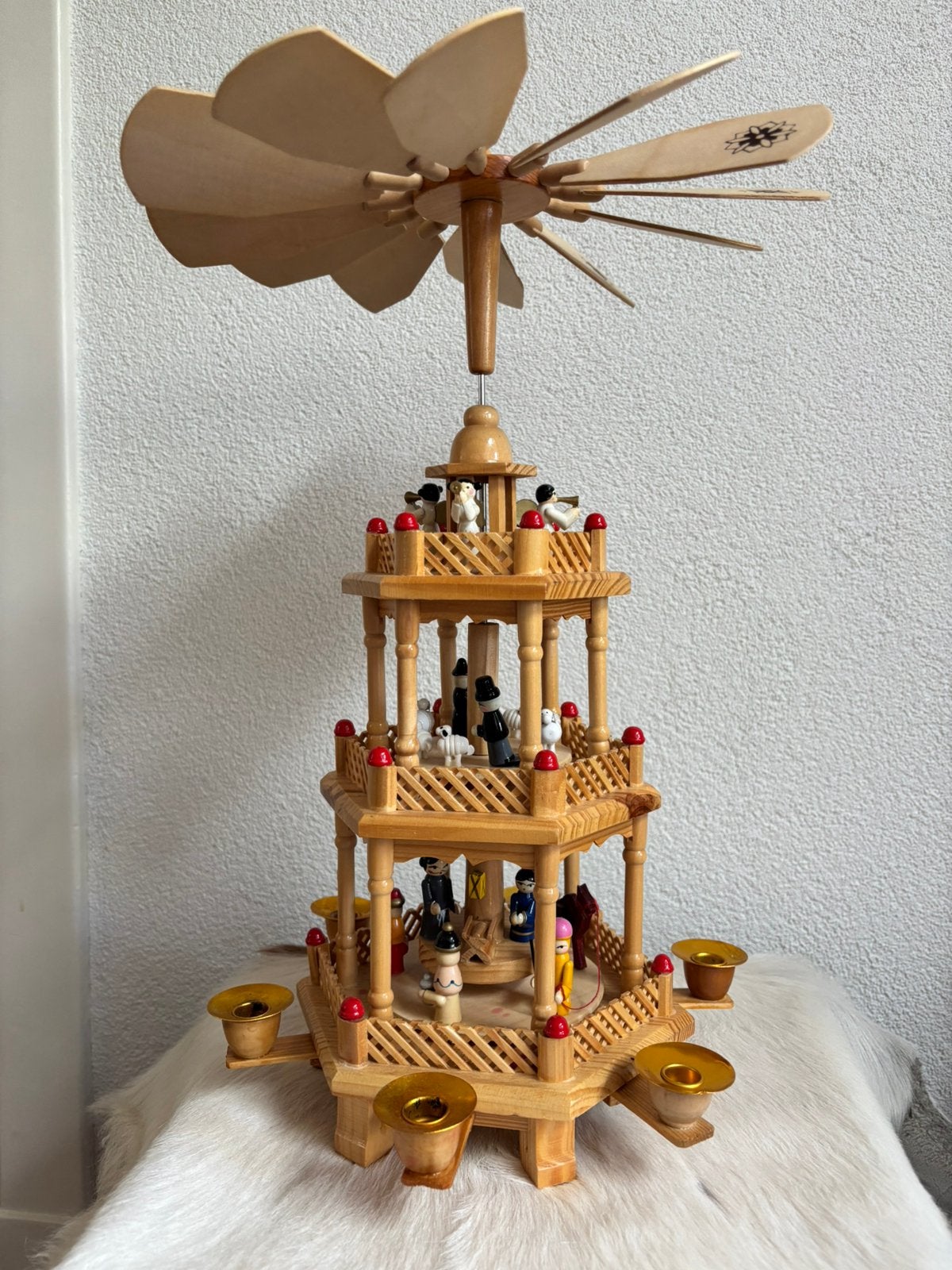 Kerstpiramide Duits 3 etages 48 cm hout z.g.a.n., Diversen, Ophalen of Verzenden, Zo goed als nieuw