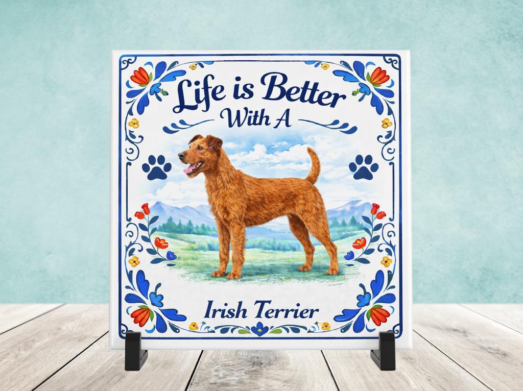 Life is Better With a Irish Terrier - Ierse Terrier Tegel, Huis en Inrichting, Woonaccessoires | Tekstborden en Spreuken, Nieuw