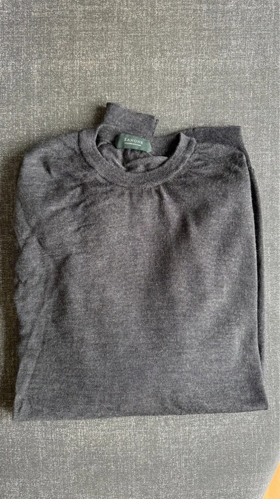 Zanone Flexwool Grijze Crewneck Trui Maat 50 Topconditie, Kleding | Heren, Zo goed als nieuw, Grijs, Zanone, Verzenden
