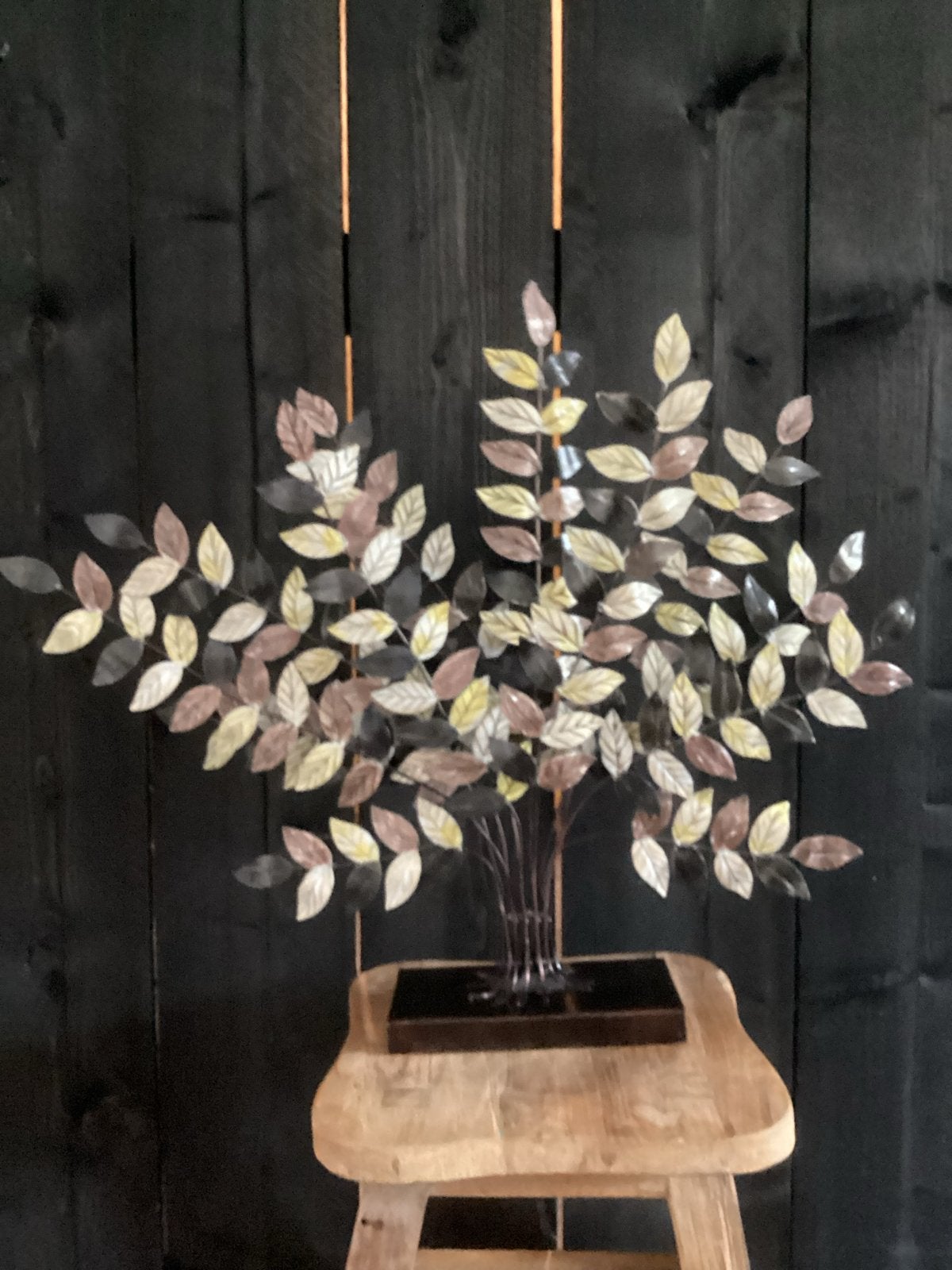 Decoratieve metalen boom met bladeren, Meerkleurig, Ophalen of Verzenden, Zo goed als nieuw, Metaal