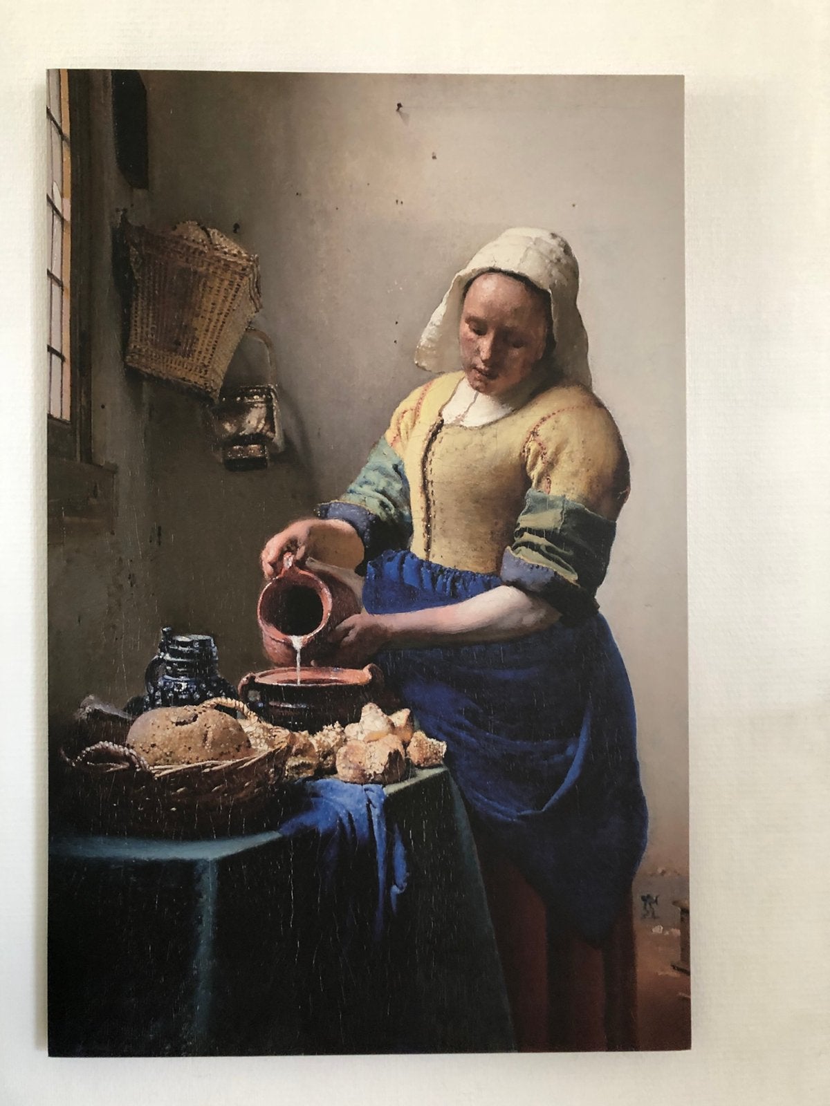Mooi Canvas doek: 70x115 Het Melkmeisje van Johannes Vermeer, Doek, Portret of Personen, Ophalen of Verzenden, Klassiek