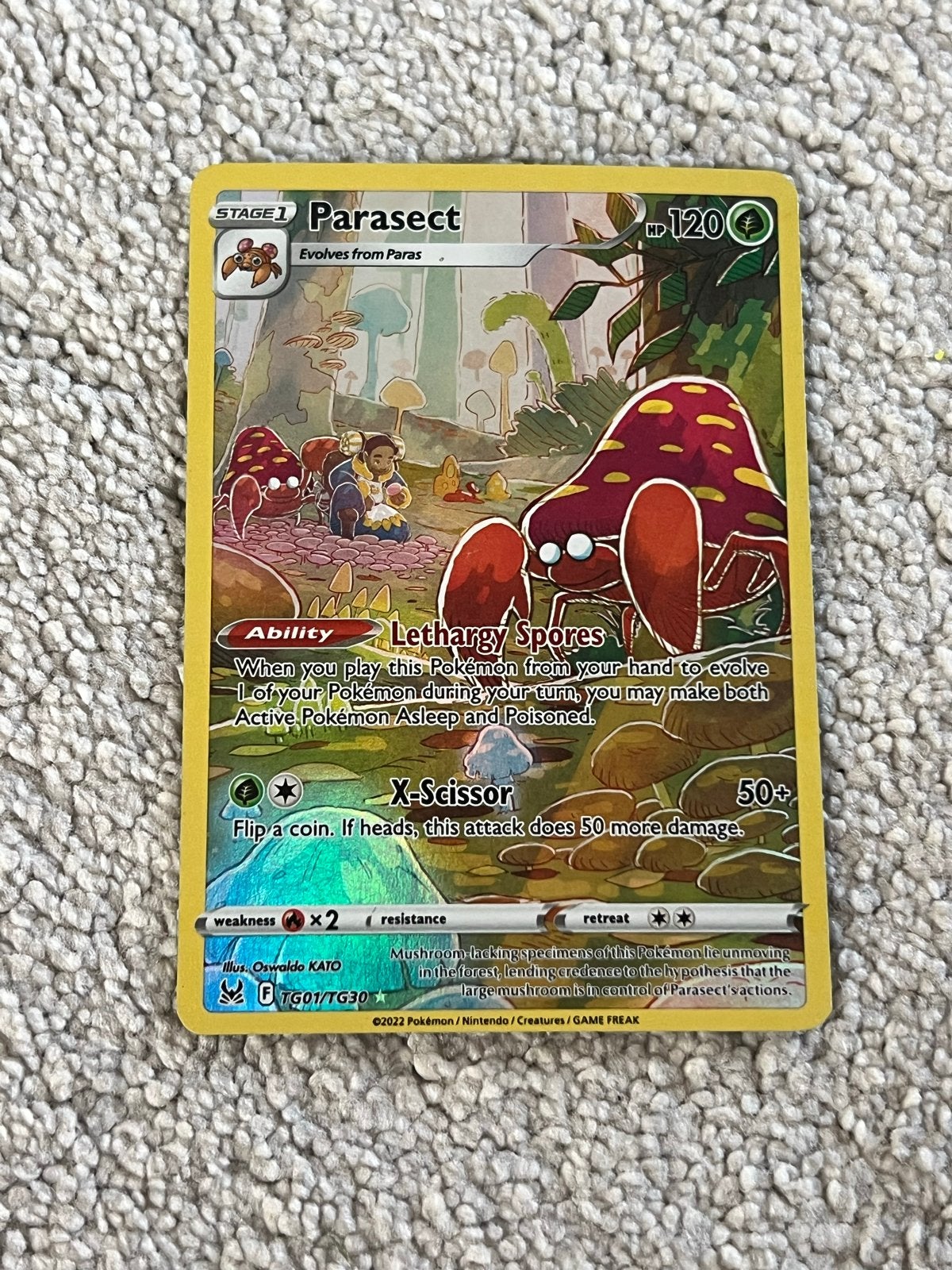 Pokémon Kaart: Parasect TG01/TG30 (Kleine kaart), Ophalen of Verzenden, Zo goed als nieuw, Losse kaart