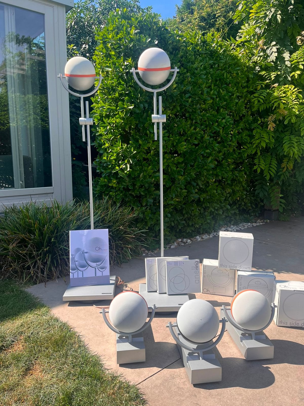 Oh Tutondo speakerset - 5 speakers - Grijs, Gebruikt, Inclusief standaarden, Speakerset, Ophalen