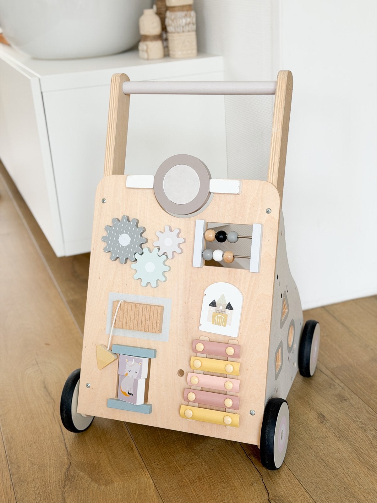 Houten Baby Walker met Activiteitenbord, Ophalen, Zo goed als nieuw, Overige typen, Met geluid