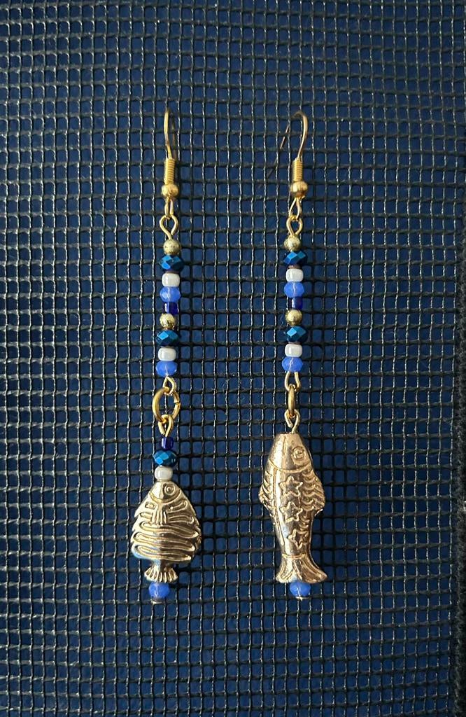 Oorbellen visjes - nieuw, Ophalen of Verzenden, Nieuw, Blauw, Overige materialen