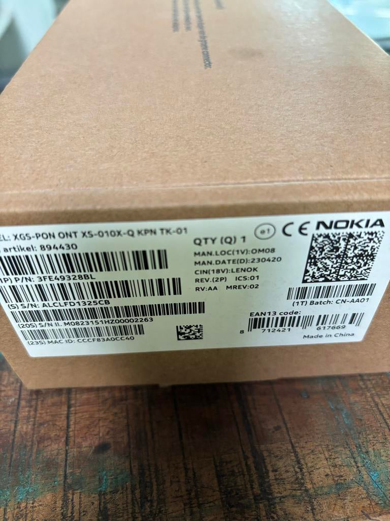 Nokia XGS-PON KPN glasvezelkastje nieuw in doos, Ophalen of Verzenden, Nieuw