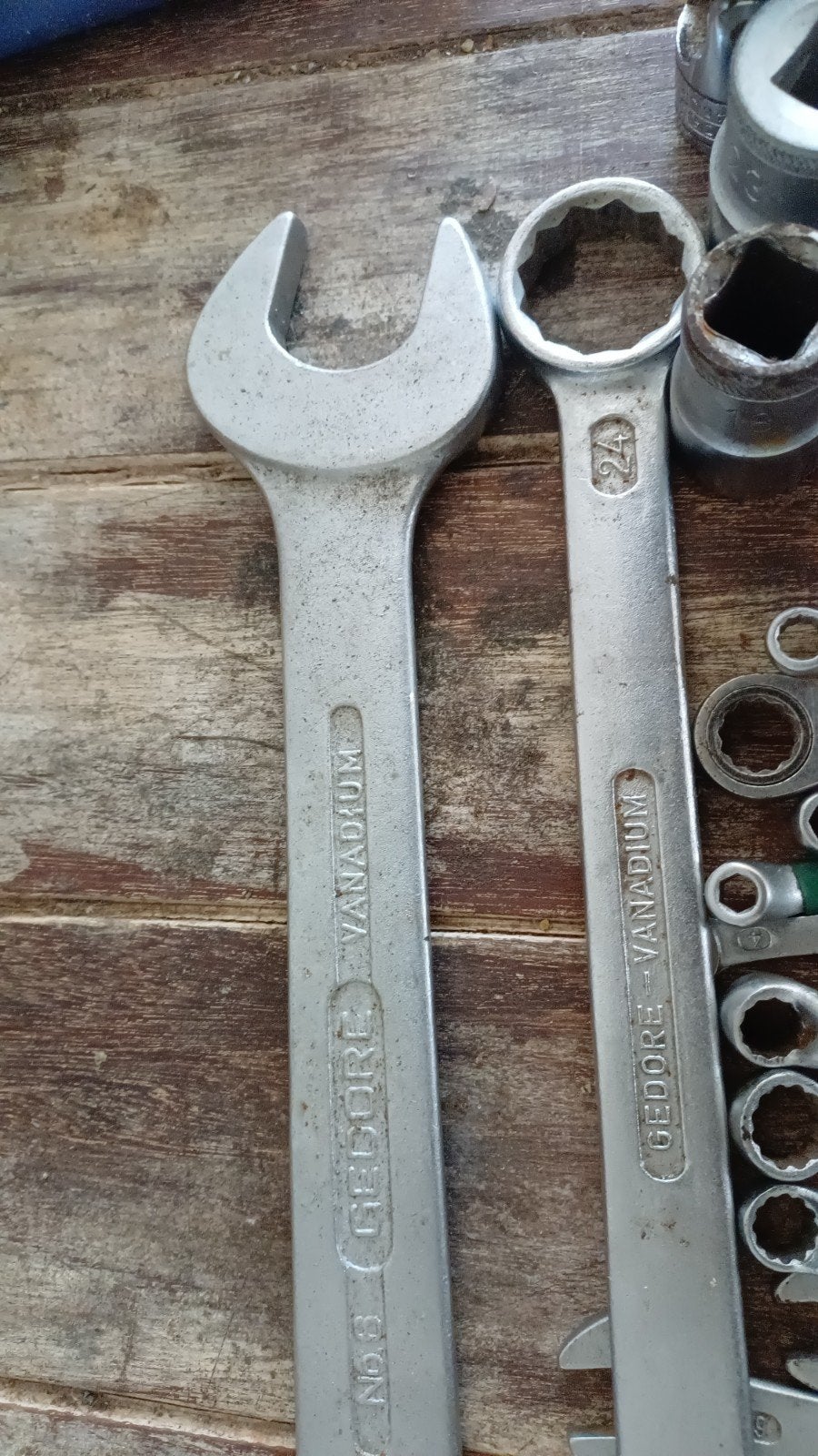 Gedore Sleutelset en Doppen - Gebruikt, Doe-het-zelf en Verbouw, Gereedschap | Handgereedschap, Ophalen, Gebruikt, Sleutel/ratel