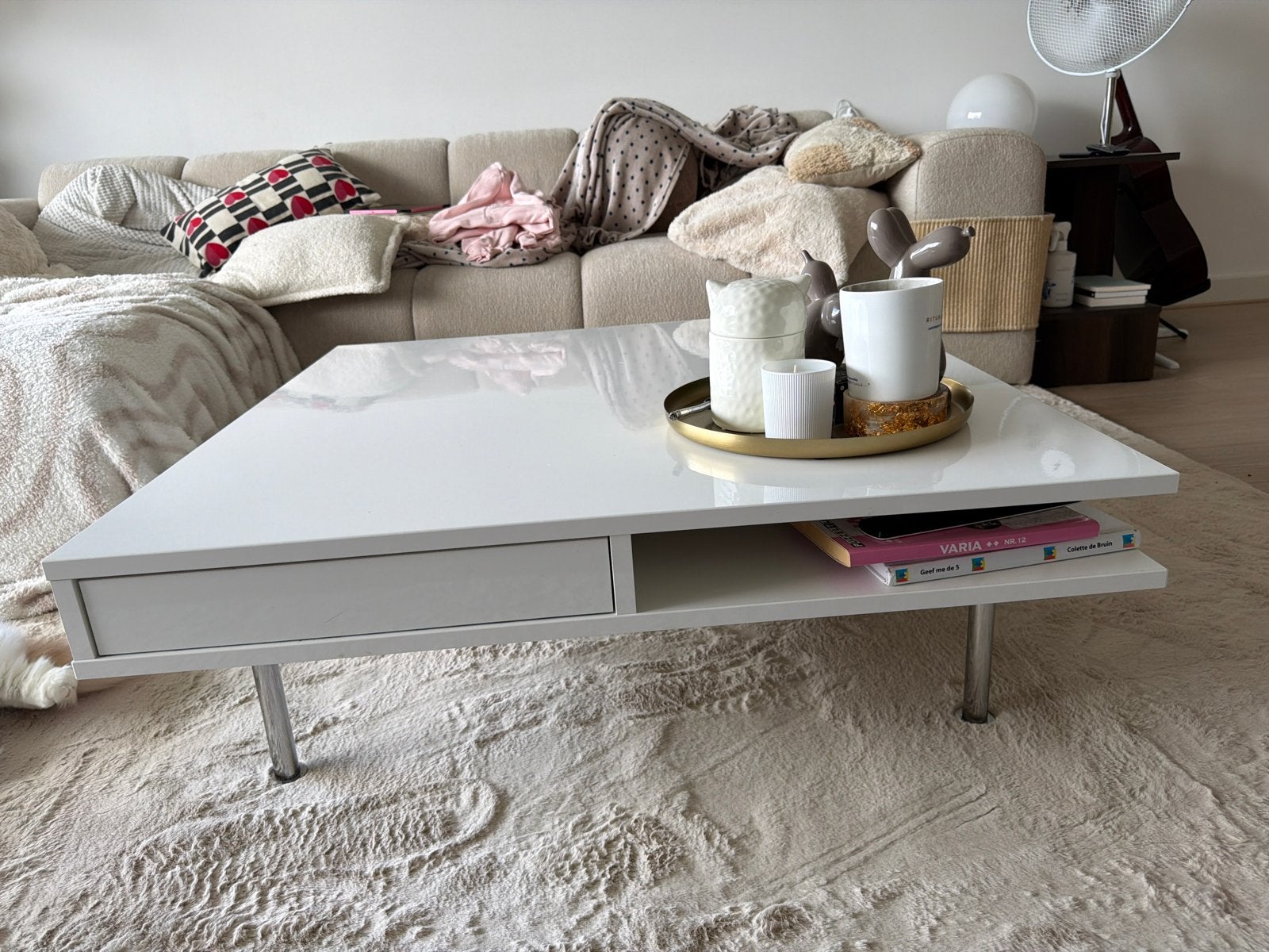 IKEA Tofteryd Salontafel Wit 90x90 cm met Opbergruimte, Huis en Inrichting, Tafels | Salontafels, Ophalen, Overige materialen
