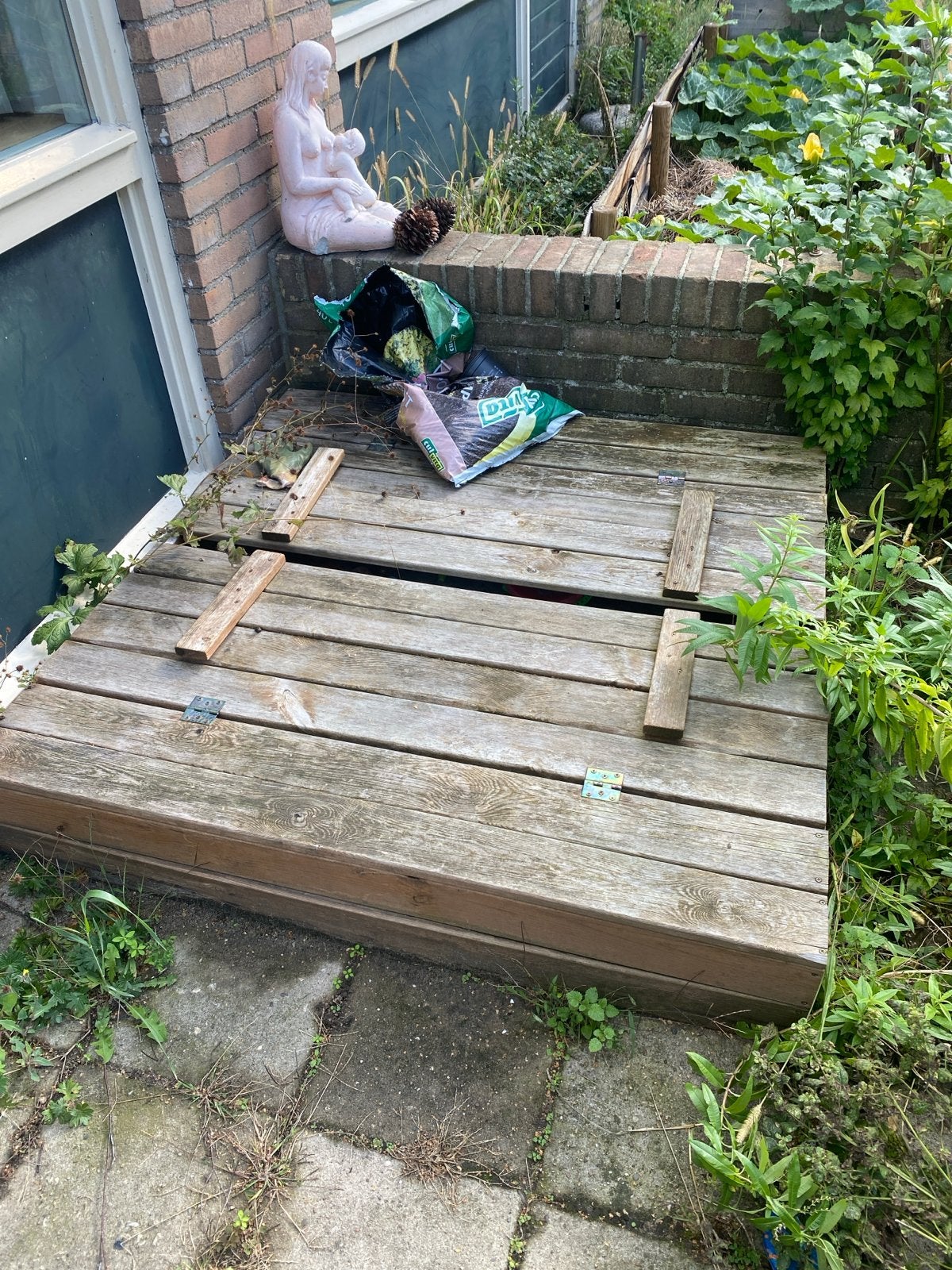 Houten zandbak met deksel GRATIS, Ophalen, Gebruikt