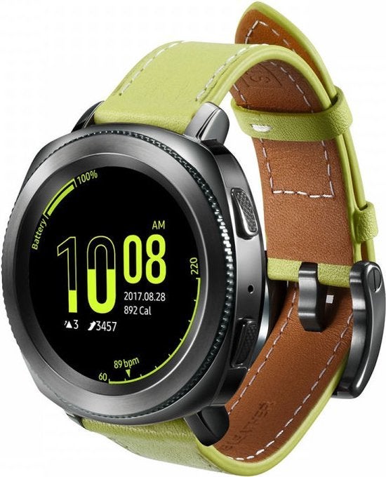 Samsung Leer Bandje - 20mm - Groen, Bandje, Madefor@samsung.com, Nieuw, Ophalen of Verzenden