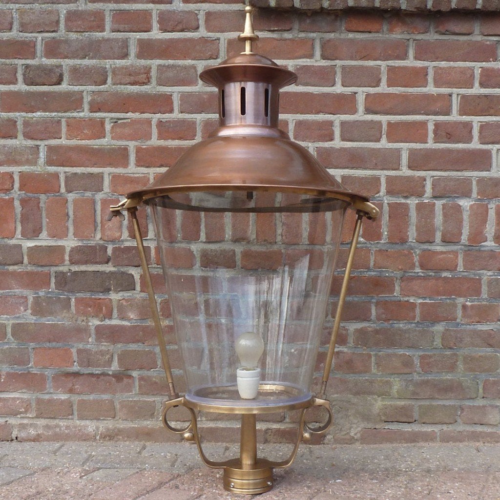 Koperen kap voor tuinlantaarn met echt glas, Ophalen of Verzenden, Nieuw, Overige materialen