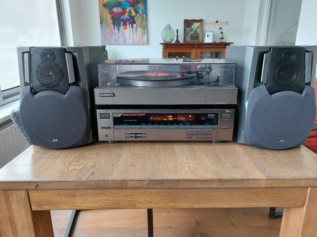 Platenspeler Europunk, receiver JVC speakers, Ophalen, Overige merken
