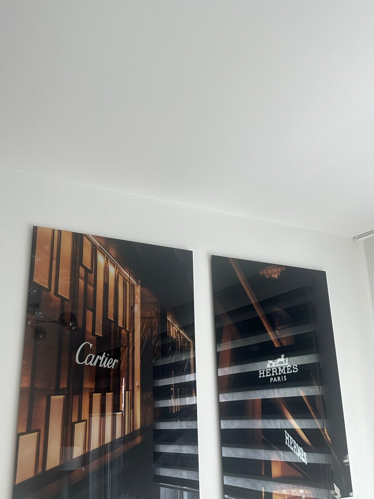 Wallfield Glasplaat Cartier & Hermes - Zo goed als nieuw, Huis en Inrichting, Ophalen of Verzenden, Zo goed als nieuw, Glas, Wandbord of Wandpaneel