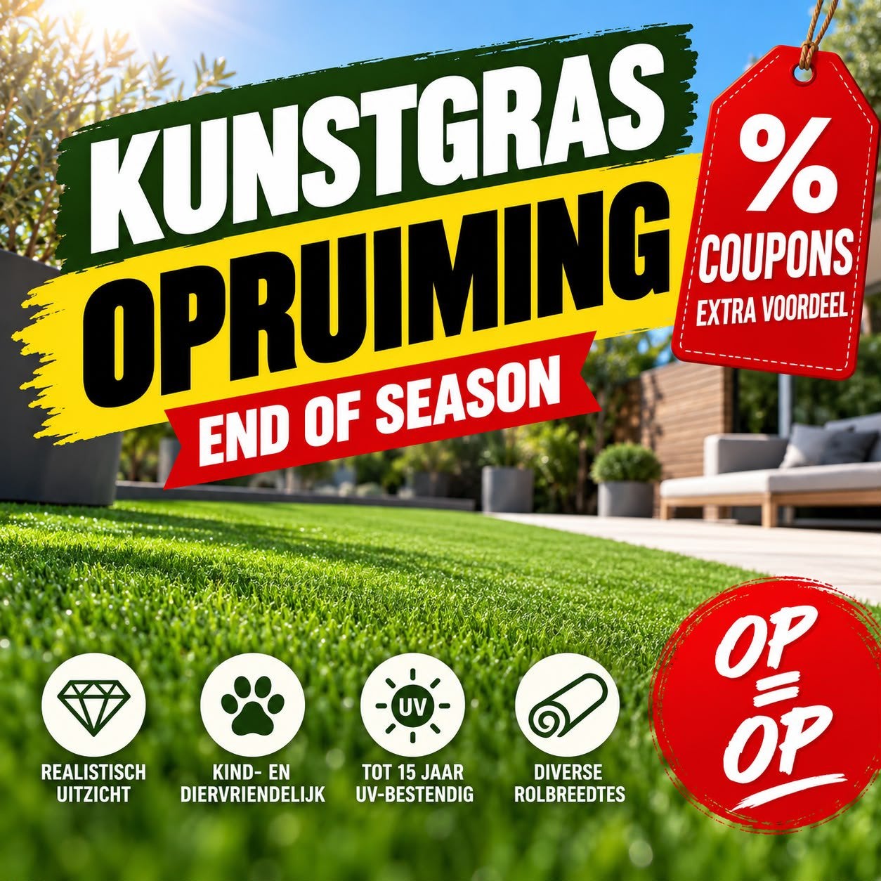 Kunstgras opruiming – extra voordeel! 🌿🔥, Ophalen, Nieuw, Kunstgras