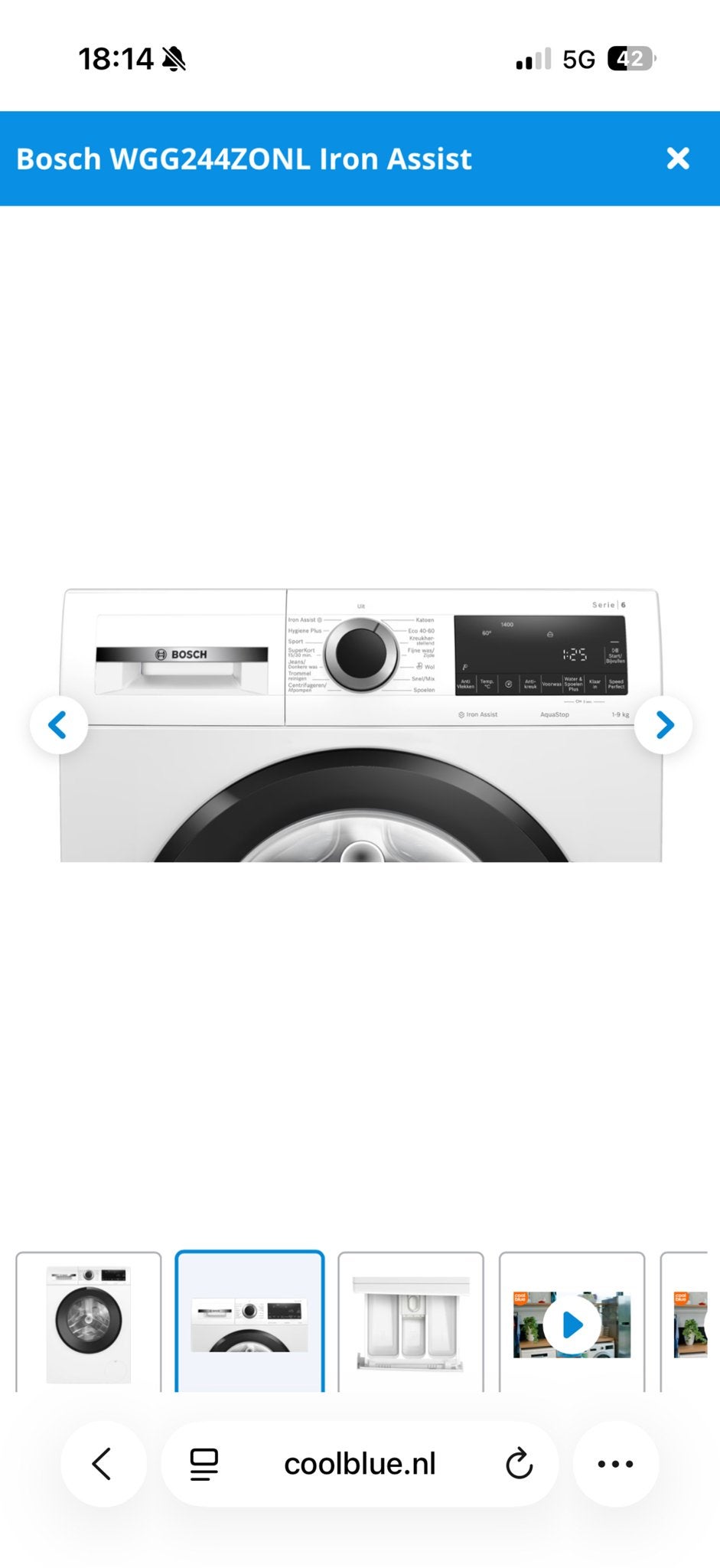 Foto 3 van Bosch WGG244Z0NL Iron Assist Wasmachine