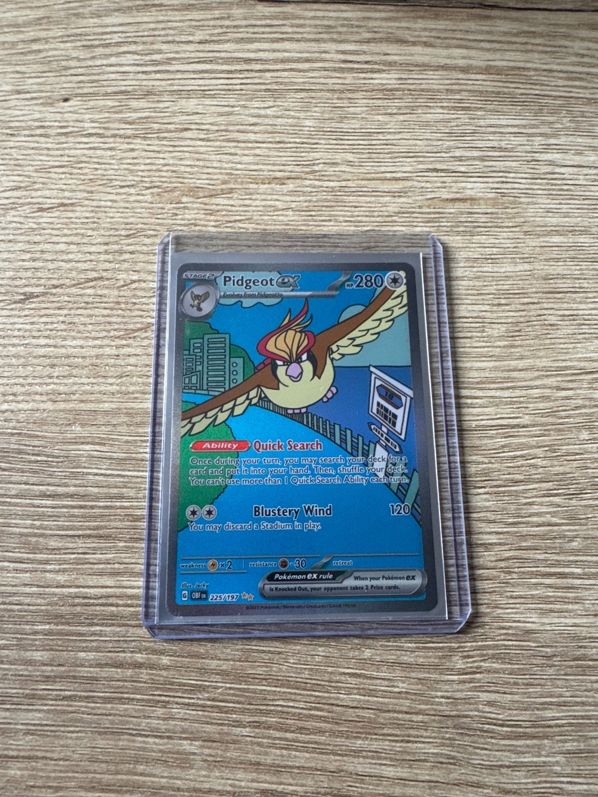Pidgeot ex 225/197 Pokémon kaart, Ophalen of Verzenden, Zo goed als nieuw, Losse kaart