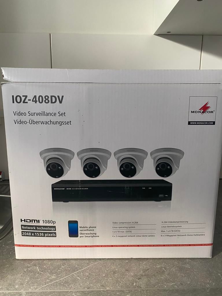 Videobewakingset Monacor compleet !, Audio, Tv en Foto, Ophalen, Gebruikt, Buitencamera