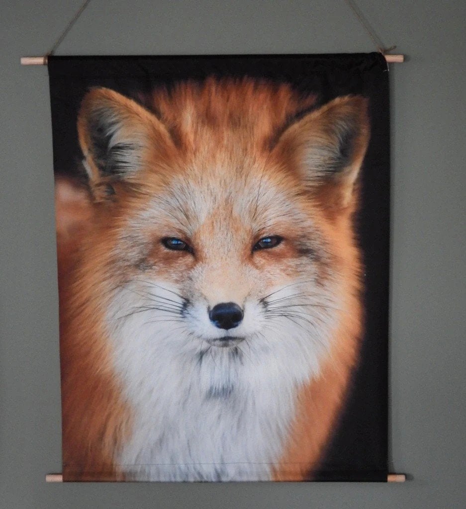 velvet wanddoek vos, Ophalen of Verzenden, Nieuw, 50 tot 75 cm, Schilderij