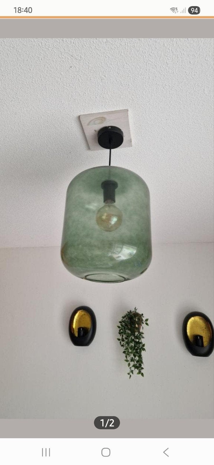 Hanglamp plafond xxl groen rookglas, Sieraden, Tassen en Uiterlijk, Edelstenen, Ophalen