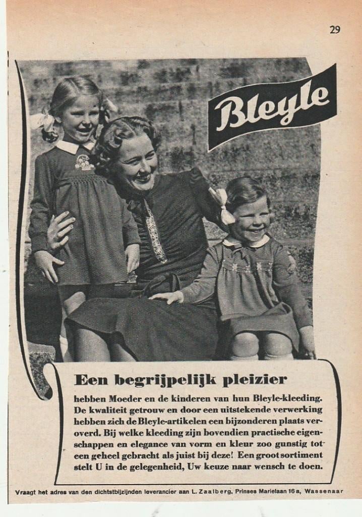 Retro reclame 1940 Bleyle kindermode jongetje meisje mama, Verzenden, Overige typen