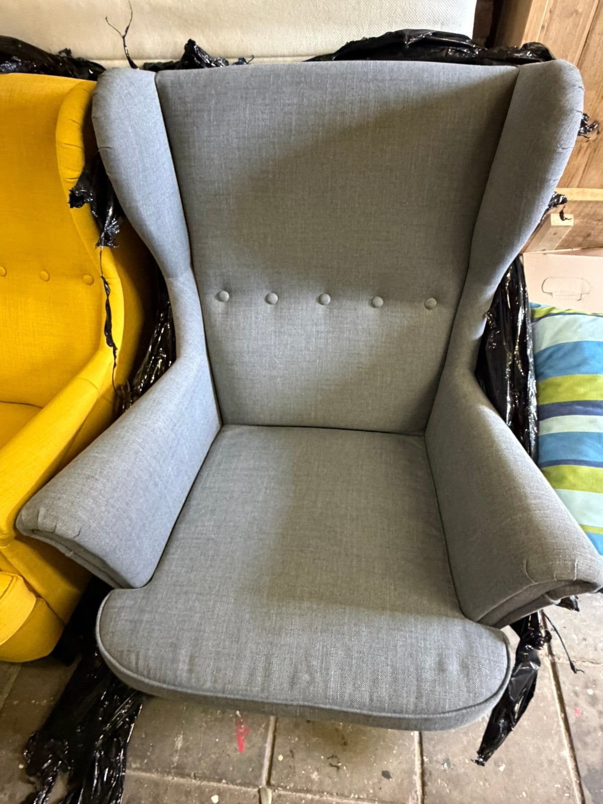 IKEA Strandmon oorfauteuil grijs, Huis en Inrichting, Ophalen, Zo goed als nieuw, Stof, 75 tot 100 cm