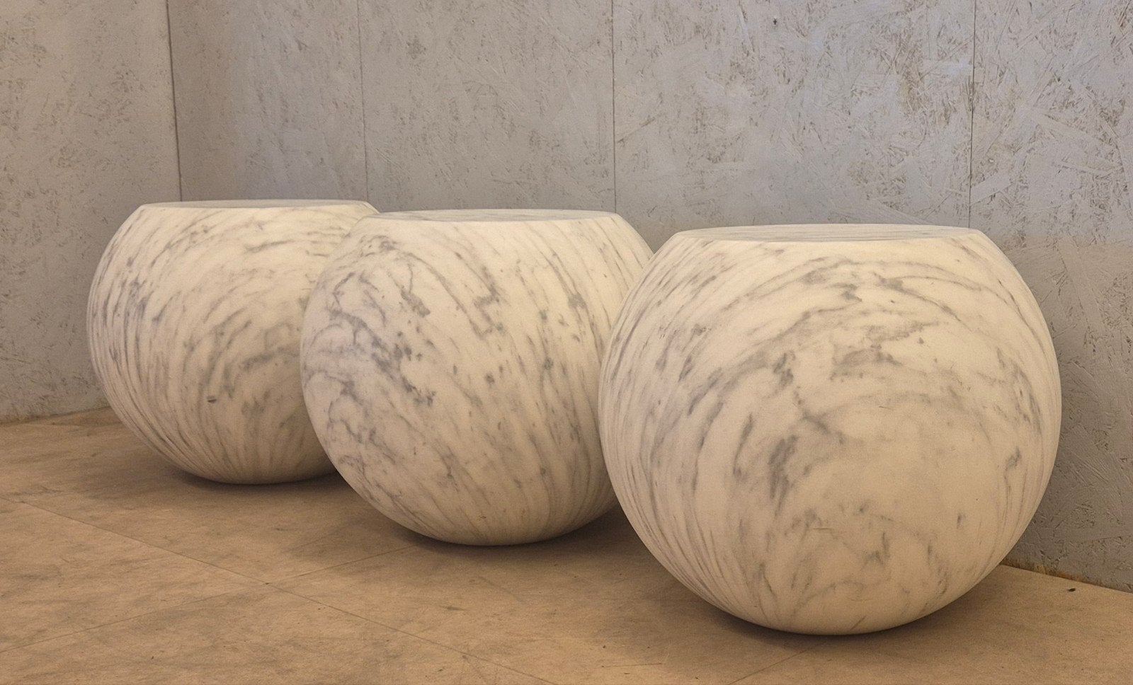 Cappellini Bong design bijzettafel marmerlook Ø48, Ophalen, Minder dan 55 cm, Rond, Zo goed als nieuw