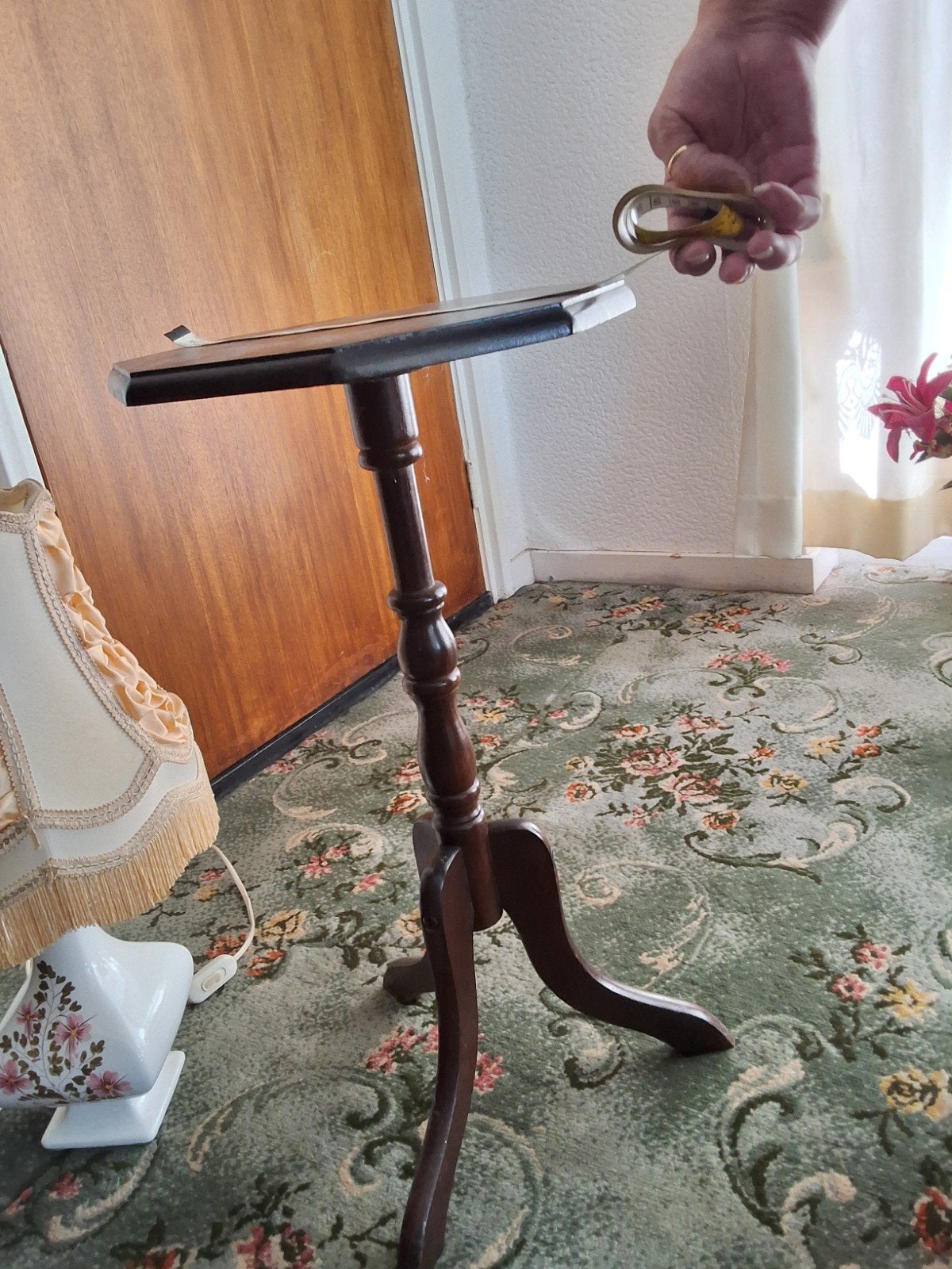 Antiek houten plantentafeltje - Octagonaal blad, Ophalen