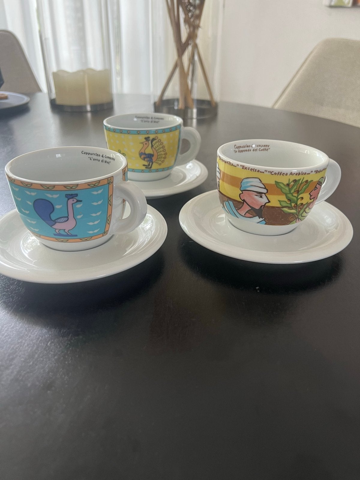 Set van 3 Le Porcellane d'Ancora espressokopjes met schotels, Ophalen, Gebruikt, Overige merken, Vintage