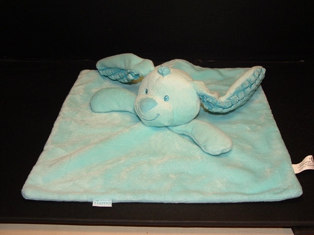 TIAMO KONIJN KNUFFELDOEK BASIC BUNNY VELOURS BLAUW, Verzenden, Nieuw, Overige typen