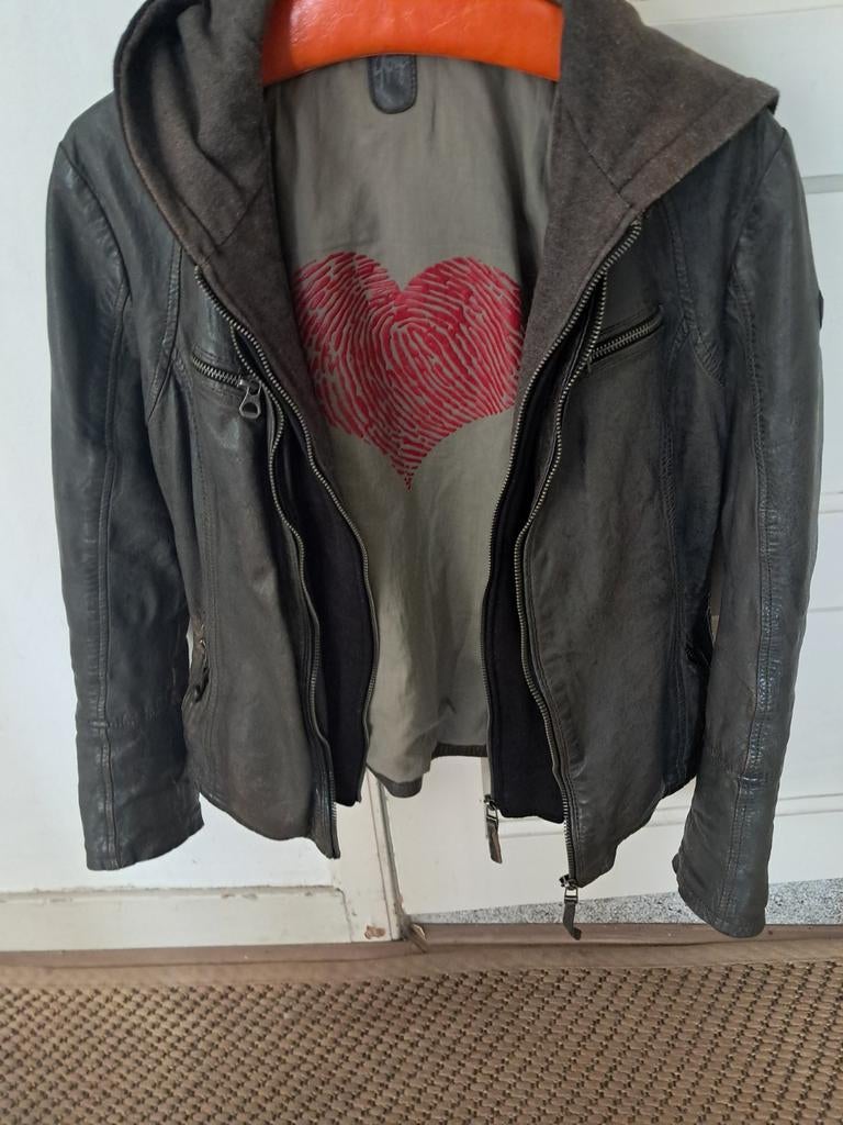 Donkergrijze leren jas met capuchon, Kleding | Dames, Merk Gypsy, Maat 42/44 (L), Ophalen of Verzenden, Zo goed als nieuw