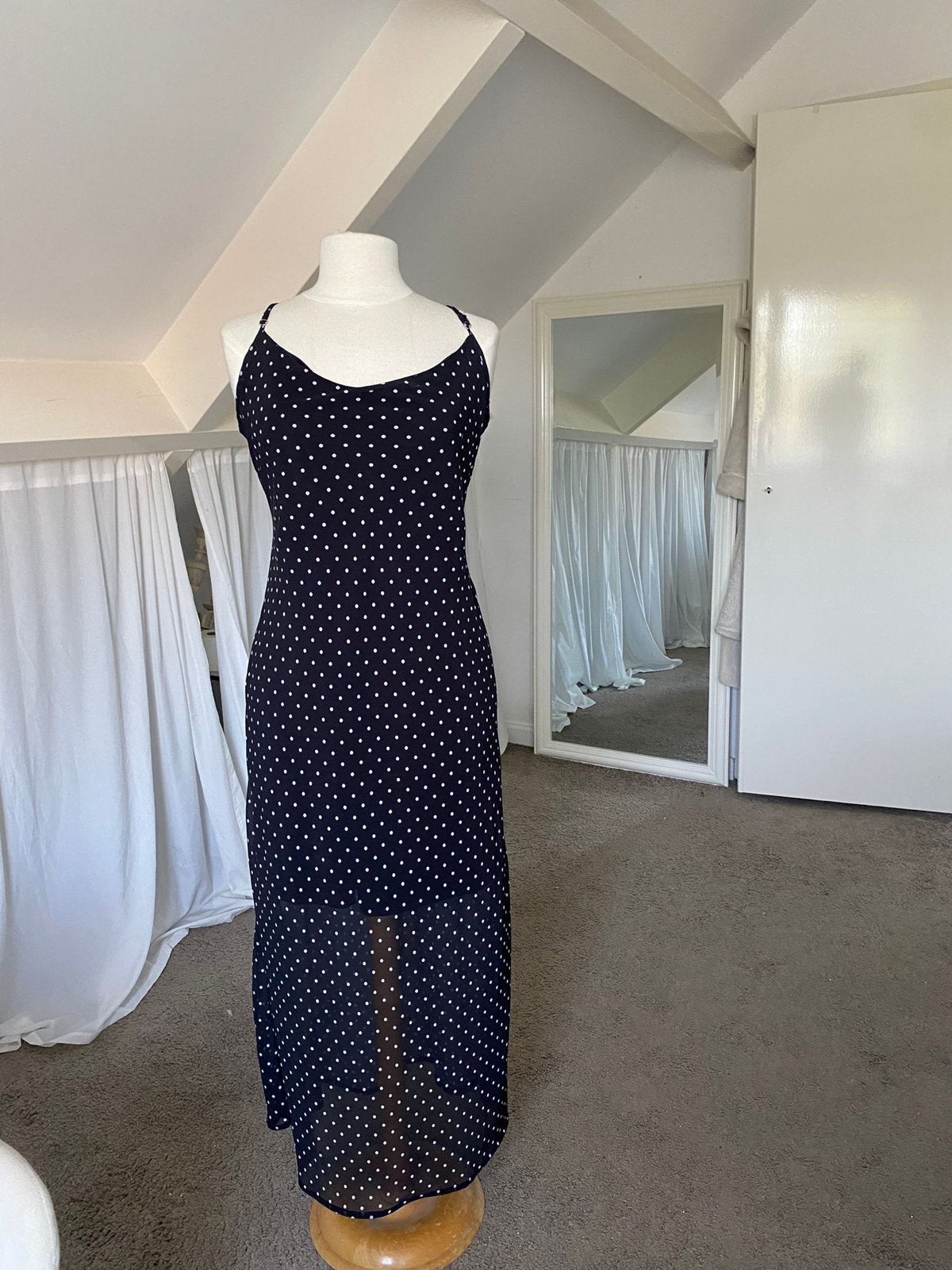 Guess blauw/Wit Polkadot Jurk - Maat XL, Blauw, Maat 46/48 (XL) of groter, Ophalen of Verzenden, Zo goed als nieuw